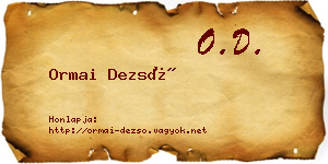 Ormai Dezső névjegykártya
